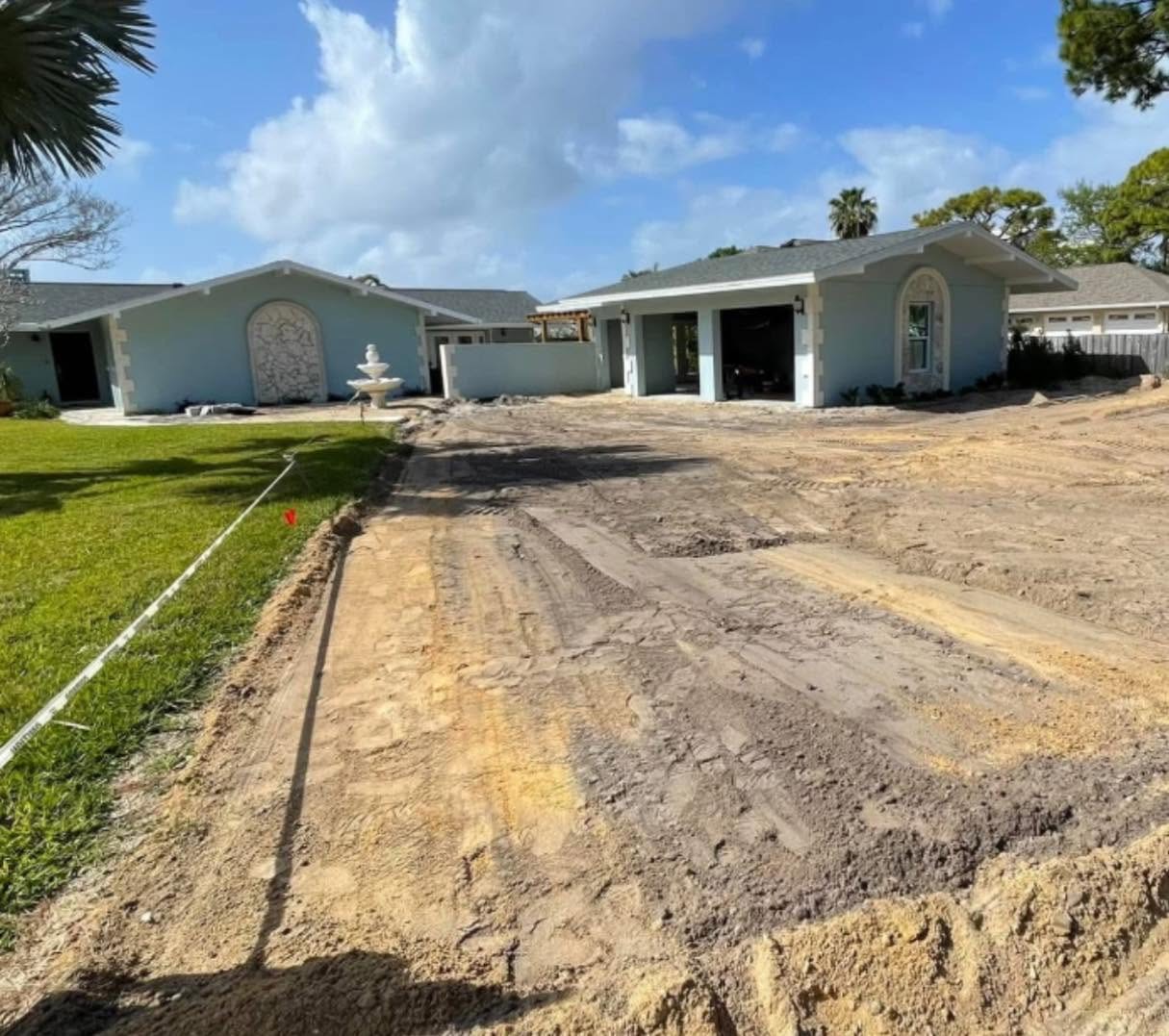 Excavation and base prep before paver install